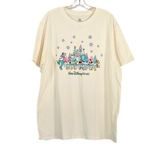 Disney Happy Holidays Walt Disney Tee Shirt Cream sz XL NWT